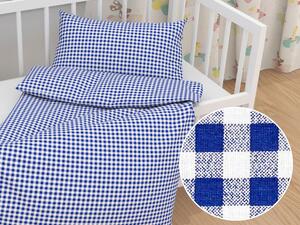 Biante Detské bavlnené posteľné obliečky do postieľky Sandra SA-057 Modro-biele kocky Do postieľky 90x120 a 40x60 cm