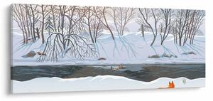Obraz - Líška v zimnej krajine (120x50 cm)