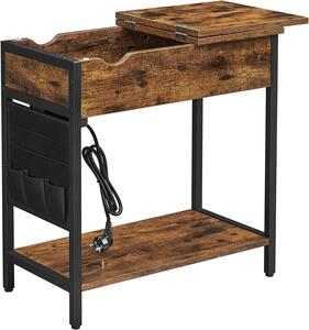 SONGMICS Odkladací stolík Vasagle Laurin s USB portami hnedý/čierny