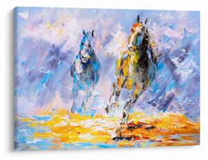 Obraz bežiacich koňov, olejomaľba (70x50 cm)