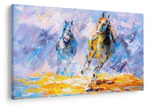 Obraz bežiacich koňov, olejomaľba (90x60 cm)