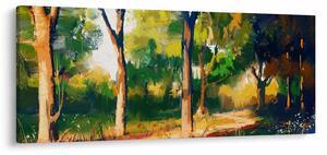 Obraz lesa v letnom slnku, maľba (120x50 cm)