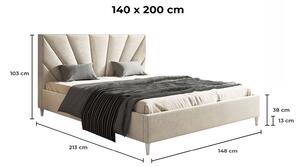 - Moderná čalúnená posteľ MALIA ROZMER: 160 x 200 cm, FARBA NÔH: biela