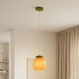 EGLO Závesné svietidlo Berardelli, oranžové/zelené, Ø 23 cm, sklo, E27, Žltá / oranžová, Obývacia izba / jedáleň, Sklo, Moderný, Závesné svietidlo
