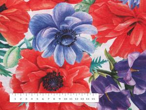 Biante Dekoračná obliečka na vankúš Leona LN-094 Veľké červené a fialové kvety na bielom 50 x 70 cm