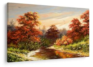 Obraz rieky v jesennej krajine, olejomaľba (90x60 cm)