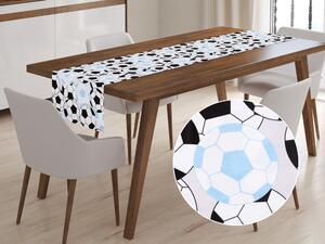 Biante Detský bavlnený behúň na stôl Sandra SA-202 Modré a čierne futbalové lopty 20x140 cm