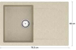 Granitový kuchynský drez so sifónom Odi ONB 02-78 76,5x48 cm - béžová