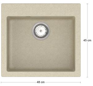 Granitový kuchynský drez so sifónom Odi ONB 01-49 48x45 cm - béžová