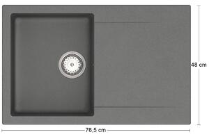 Granitový kuchynský drez so sifónom Odi ONB 02-78 76,5x48 cm - tmavosivá