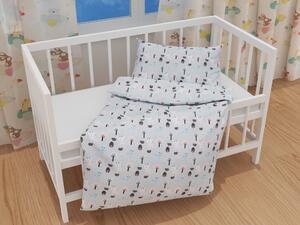 Biante Detské bavlnené posteľné obliečky do postieľky Sandra SA-195 Srnčekovia na pastelovo modrom Do postieľky 90x130 a 40x60 cm