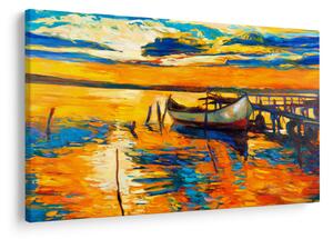 Obraz - Loďka pri západe slnka (90x60 cm)