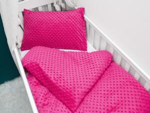 Biante Detské posteľné obliečky do postieľky Minky 3D bodky MKP-018 Purpurové Do postieľky 90x140 a 50x70 cm