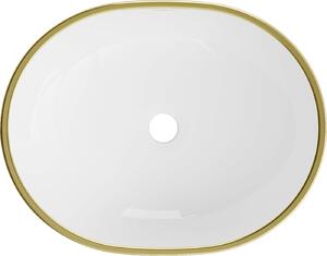 Mexen Viki, umývadlo na dosku 48x35x14 cm, biela-zlatý vzor, 21054805