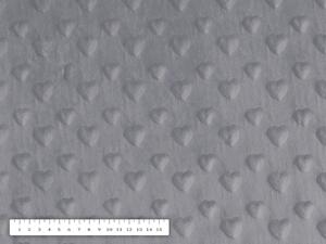 Detská látka Minky 3D srdiečka MKS-005 Tmavo sivá - šírka 150 cm