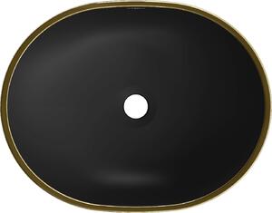 Mexen Viki, umývadlo na dosku 48x35x14 cm, čierna matná-zlatý vzor, 21054879