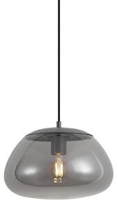 Retro závesná lampa kovovo sivá s dymovým sklom - Giselle
