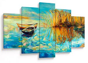 Obraz - Jazero s loďkami (150x105 cm)