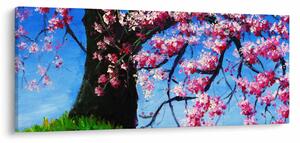 Obraz maľované rozkvitnuté čerešne (120x50 cm)