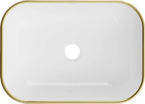 Mexen RITA umývadlo, 45x32 cm, biela/zlatý okraj, 21084505