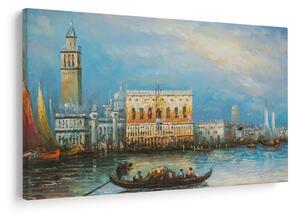Obraz - Gondola prechádzajúca Benátkami, olejomaľba (90x60 cm)