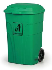 Plastový odpadkový kôš na kolieskach kôš, 120 l, zelený