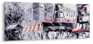 Obraz - Ulica v Paríži, olejomaľba (120x50 cm)