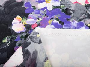 Dekoračná látka PM-020 Maľované kvety na sivom - šírka 150 cm