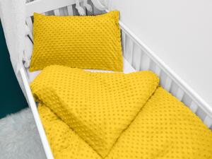 Biante Detské posteľné obliečky do postieľky Minky 3D bodky MKP-026 Horčicové Do postieľky 90x120 a 40x60 cm