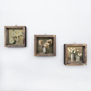 Hanah Home Súprava obrazov Kvety vo váze 15x15 cm 3 ks