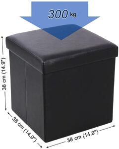 SONGMICS Úložný sedací box čalúnený skladacie 38x38 cm čierny