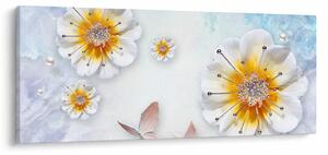 Obraz - Kompozícia s kvetmi a motýľmi (120x50 cm)