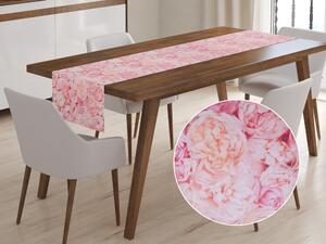 Biante Dekoračný behúň na stôl Leona LN-086 Ružové a krémové pivonky 20x120 cm