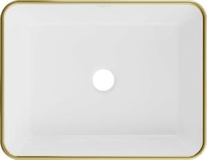Mexen Catia, umývadlo na dosku 48x37x14 cm, biela lesklá-zlatý okraj, 21314805