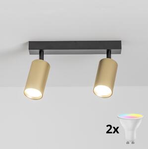 Brilagi - LED RGBW stmievateľné bodové svietidlo SELE GOLDEN 2xGU10/4,8W/230V čierna/zlatá