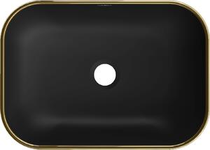 Mexen Rita, umývadlo na dosku 45x32x14 cm, čierna matná-zlatý okraj, 21084575
