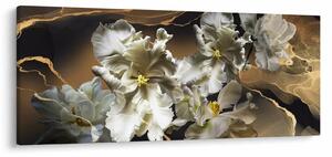 Obraz - Kvety orchideí na mramorovom pozadí (120x50 cm)