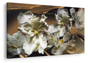 Obraz - Kvety orchideí na mramorovom pozadí (90x60 cm)