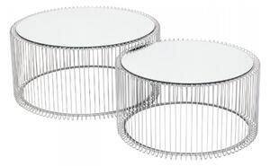 Konferenčný stolík Wire – strieborná – set 2 ks 33,5 × 69,5 × 69,5 cm KARE DESIGN