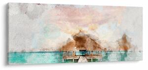 Obraz - Maledivy, drevené mólo (120x50 cm)