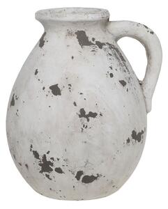 Bielo-šedá antik terakotová váza s uškom Frejus - Ø 24*28 cm - Chic Antique