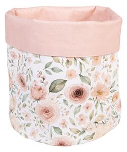Biely bavlnený košík s ružami Soft Romantic Blush - Ø 15*16 cm - Clayre & Eef