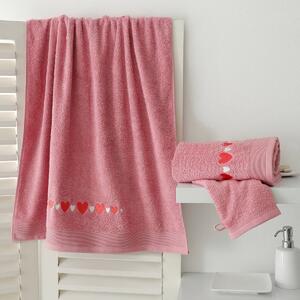 Kúpeľňový textil s výšivkou sŕdc