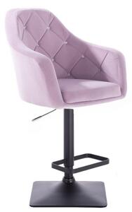 LuxuryForm Barová stolička ROMA VELUR na čierne podstave - levanduľa