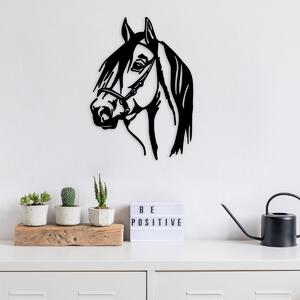 Hanah Home Nástenná kovová dekorácia Kôň 40x55 cm čierna