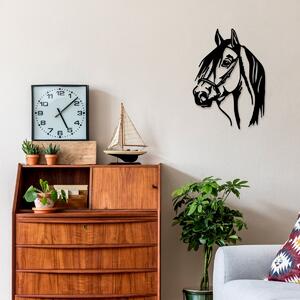Hanah Home Nástenná kovová dekorácia Kôň 40x55 cm čierna