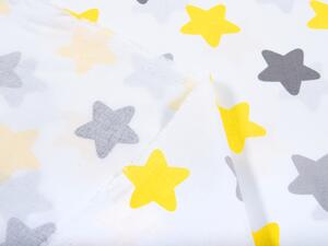 Detská bavlnená látka/plátno Sandra SA-203 Žlto-sivé hviezdy - šírka 160 cm