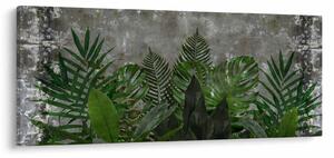 Obraz - Betónový múr s rastlinami (120x50 cm)