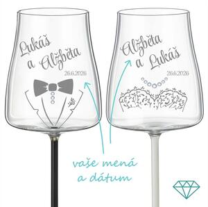Svadobné poháre na víno Wedding s kryštálmi 2 ks