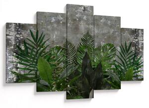 Obraz - Betónový múr s rastlinami (150x105 cm)